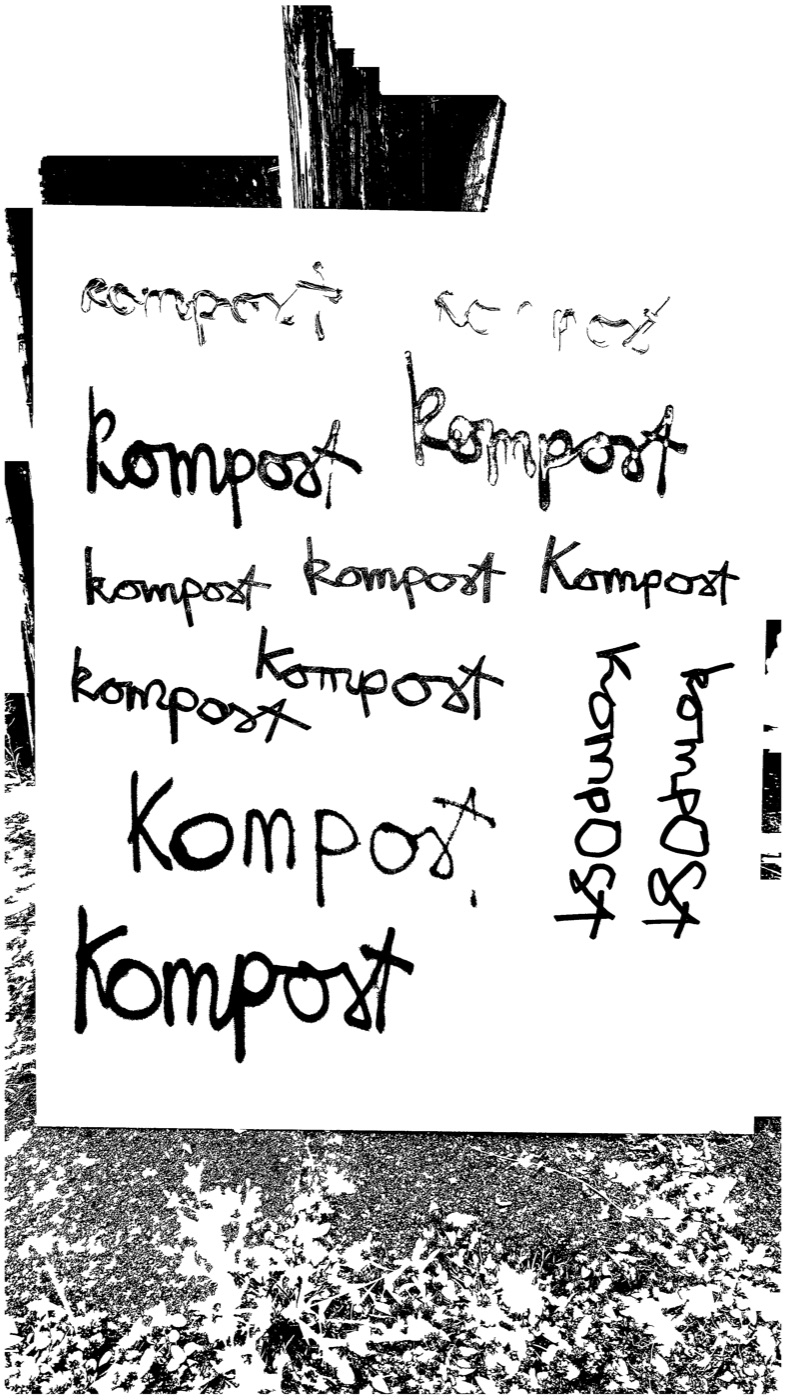 Intermediate black and white result with lettering and unwanted background marks